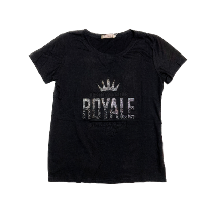 Polera Negra Elasticada con Corona en Relieve