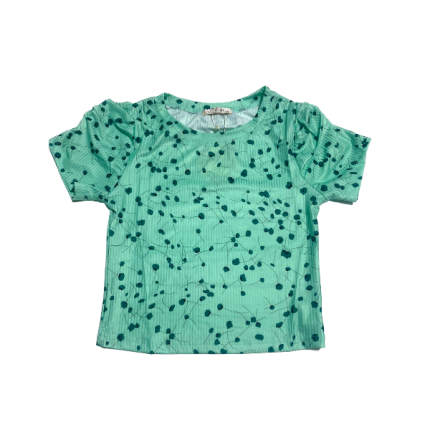 Polera Elasticada con Flores – Verde 🌿