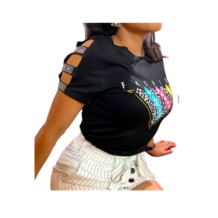 Polera Estampada Animal Print Elasticada